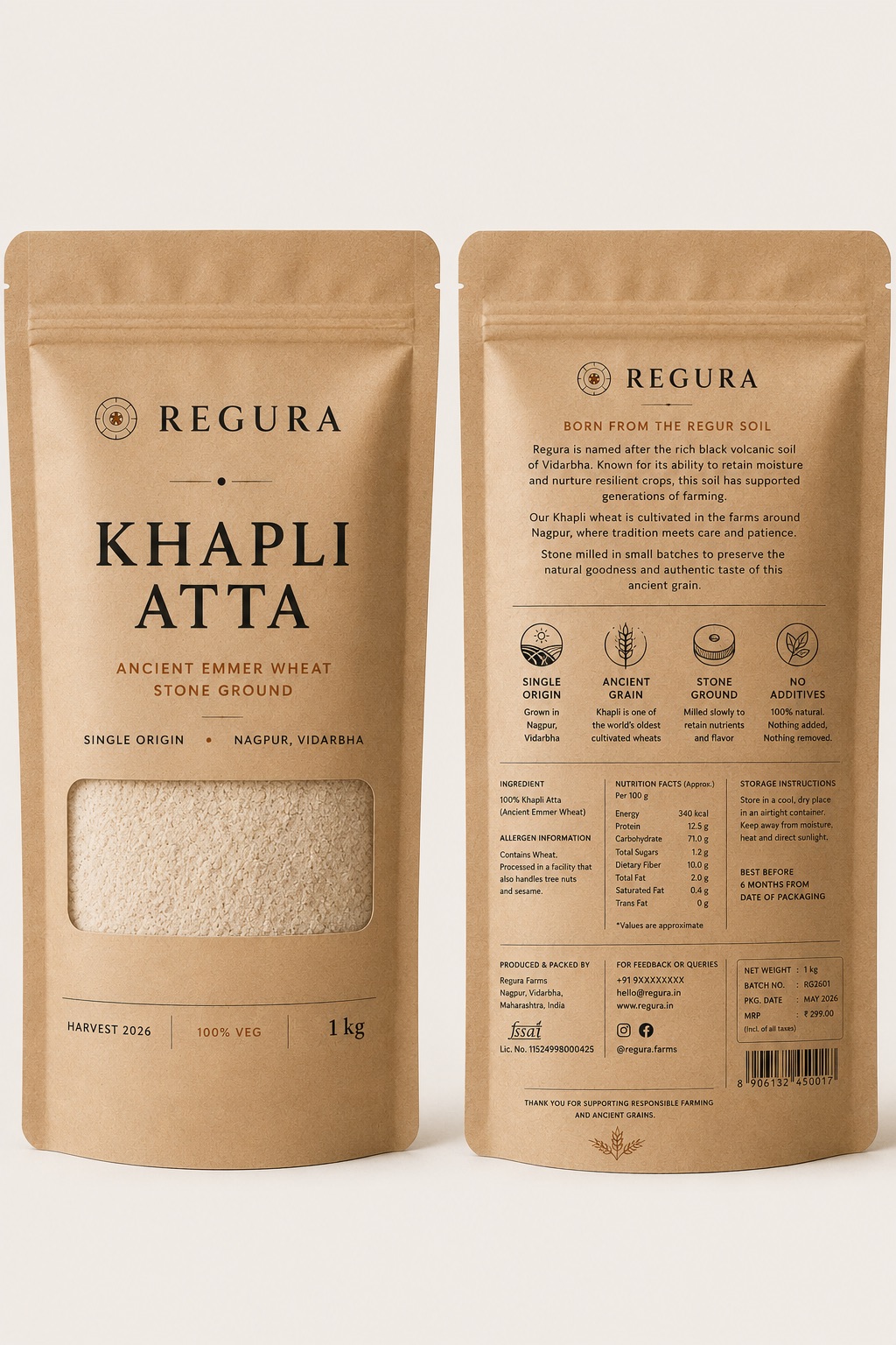 Regura Khapli Atta 1kg Family Pack