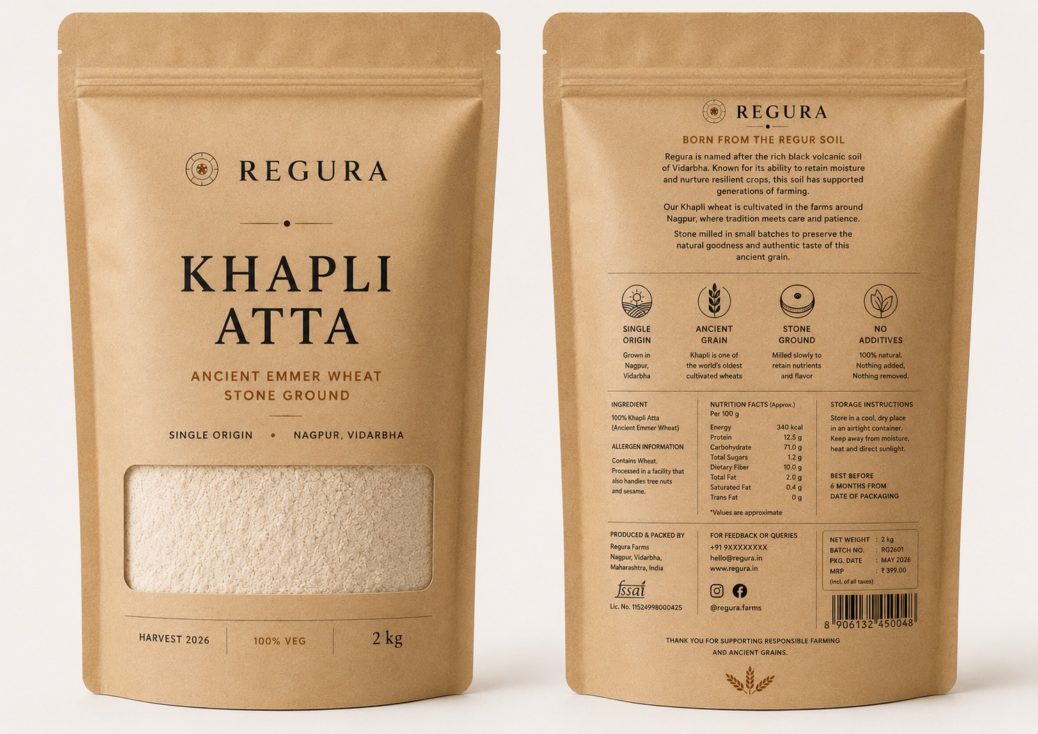 Regura Khapli Atta 2kg Value Pack