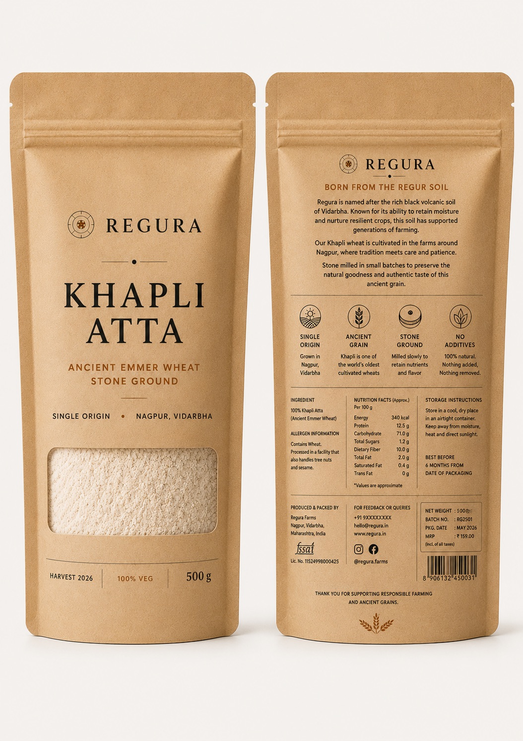 Regura Khapli Atta 500g Trial Pack